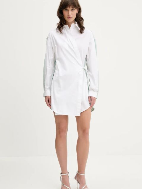 Diesel sukienka bawełniana D-ELPHI-DEN DRESS kolor biały mini rozkloszowana A17387.0CBCP