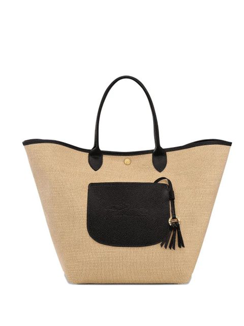 Longchamp Le Pilage woven straw tote bag - Black - zdjęcie produktu nr 1