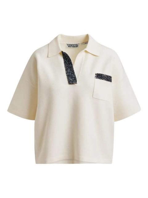 Essentiel Antwerp beaded-embellished polo shirt - White - zdjęcie produktu nr 1