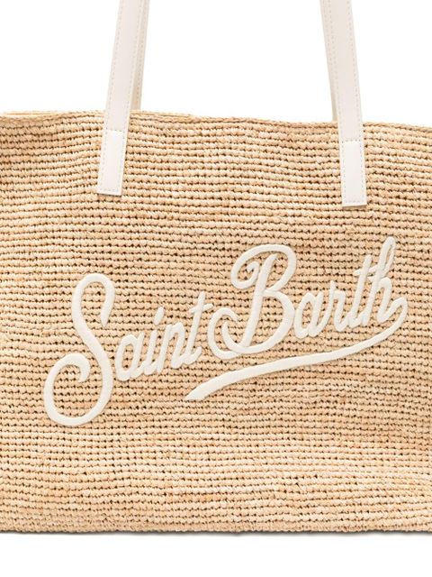 MC2 Saint Barth Raffia City logo-patch shoulder bag - Neutrals