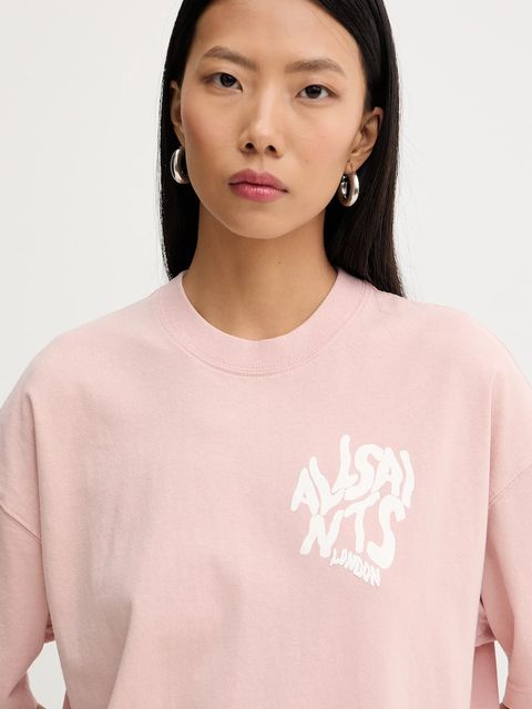 AllSaints t-shirt bawełniany damski kolor różowy W181JD