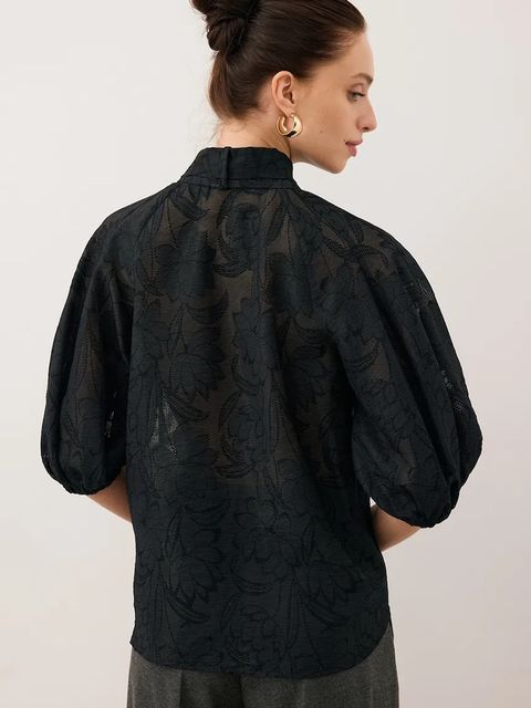 Bizuu koszula AZALEA damskie kolor czarny regular ze stójką AZALEA CZARNY - zdjęcie produktu nr 2