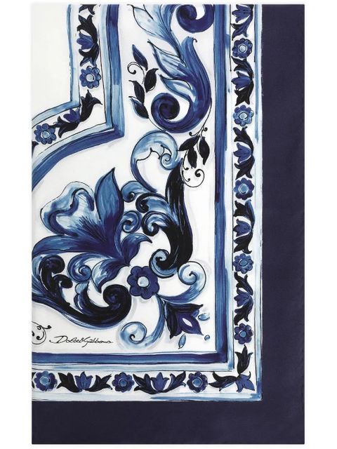 Dolce & Gabbana Majolica-print twill scarf - Blue - zdjęcie produktu nr 1