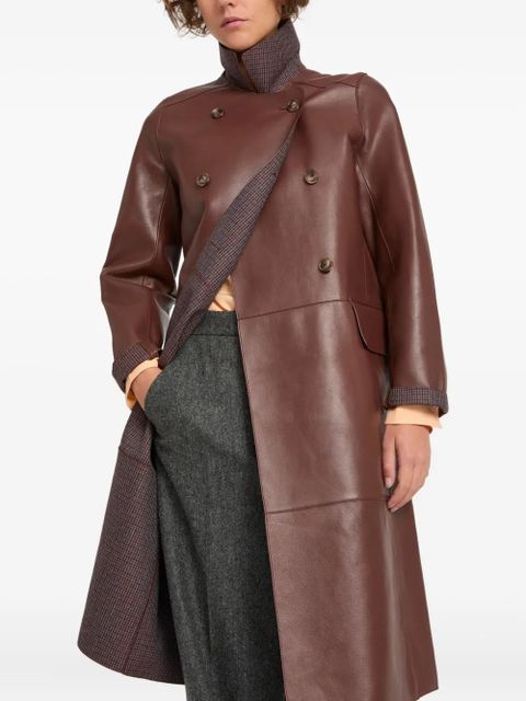 Yves Salomon double-breasted leather coat - Red