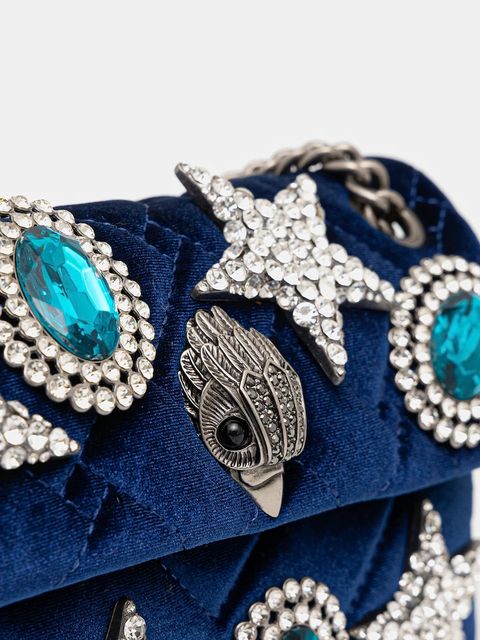 Kurt Geiger London torebka welurowa VELVET MINI KENSINGTON kolor granatowy 5018780789