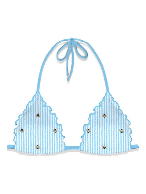 MC2 Saint Barth bee-print ruffled bikini top - Blue - zdjęcie produktu nr 1