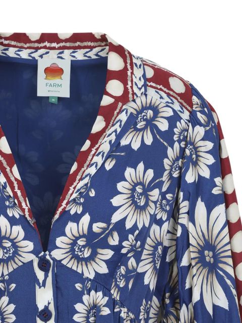 FARM Rio floral button dress - Blue