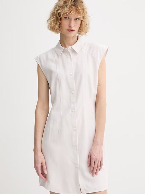 Calvin Klein sukienka letnia z dodatkiem lnu - zdjęcie produktu nr 1