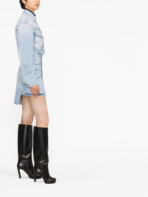 Off-White distressed cropped denim jacket - Blue