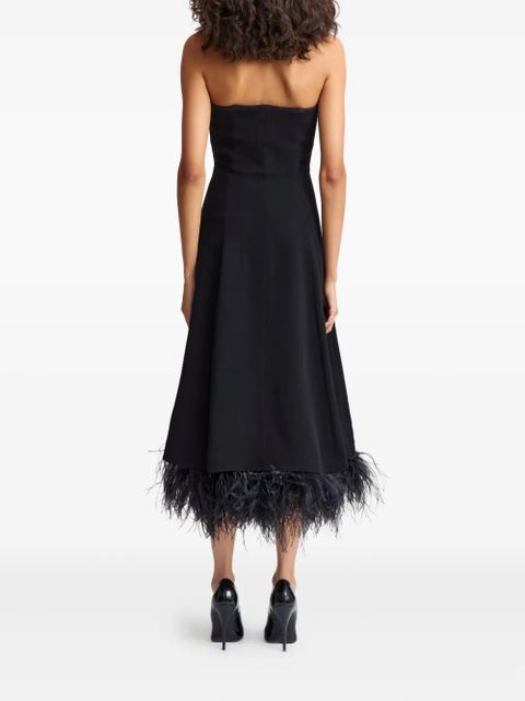 16Arlington Gioele feather-trim midi dress - Black
