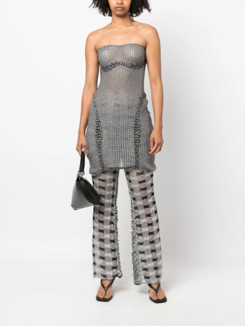 Isa Boulder check-pattern knit trousers - White