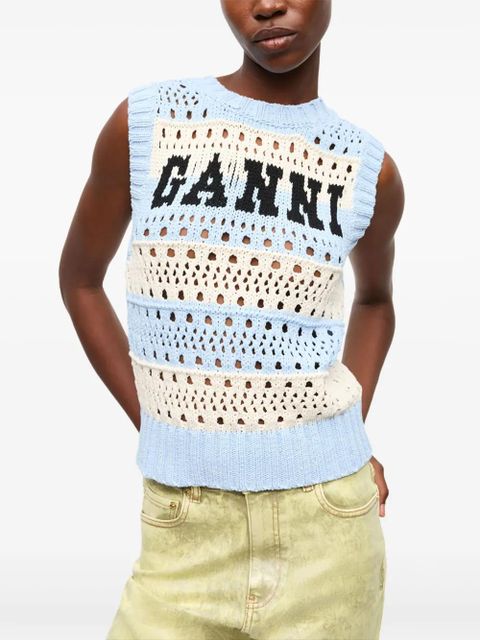 GANNI striped knit tank top - Blue - zdjęcie produktu nr 2