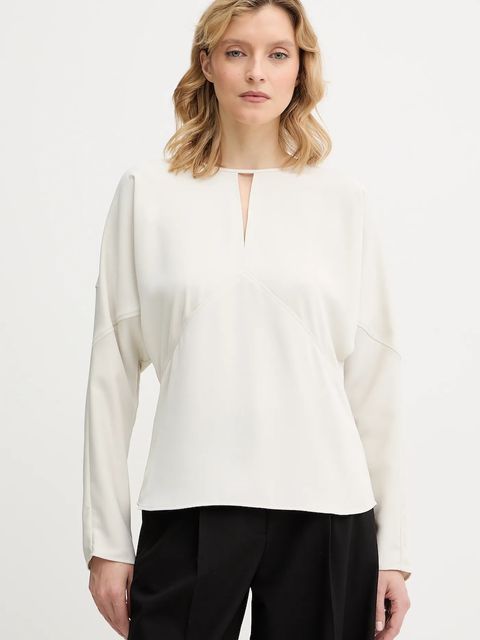 Calvin Klein bluzka damska kolor beżowy gładka LV044D176G - zdjęcie produktu nr 1