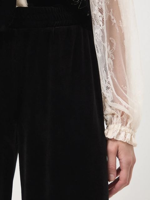 Medicine spodnie damskie kolor czarny szerokie medium waist