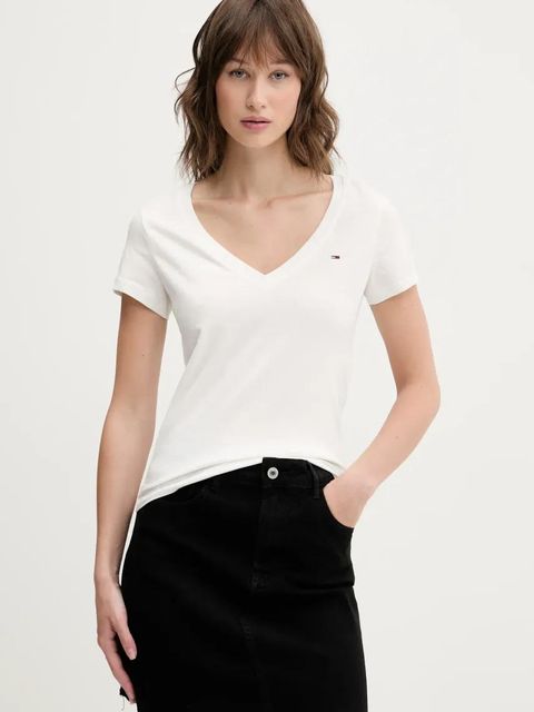 Tommy Jeans t-shirt bawełniany 2-pack damski kolor biały DW0DW21367