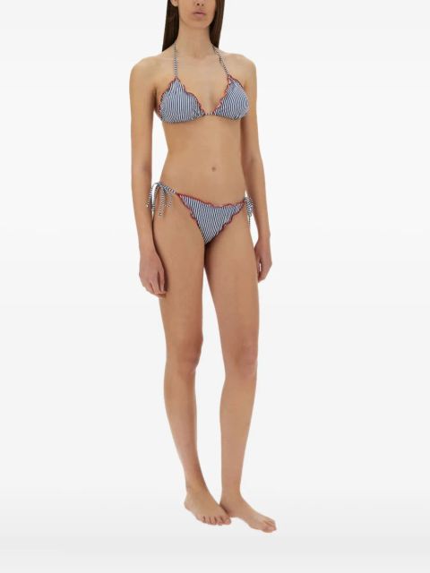MC2 Saint Barth striped-pattern ruffled bikini bottom - Blue