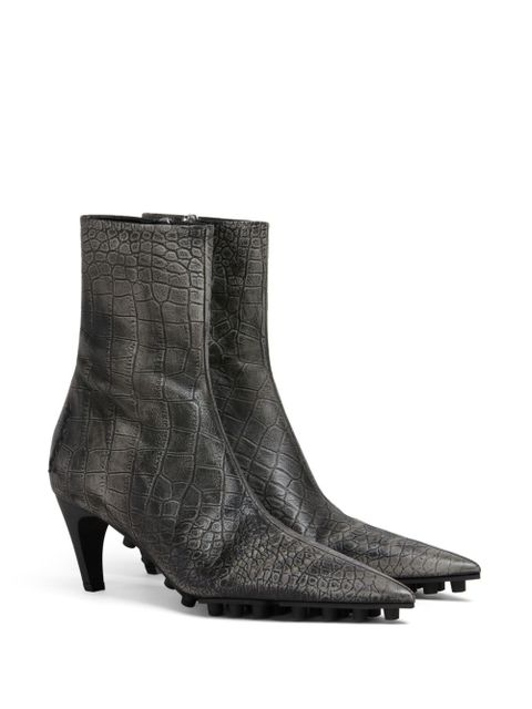Marni Spike crocodile-effect leather boots - Black