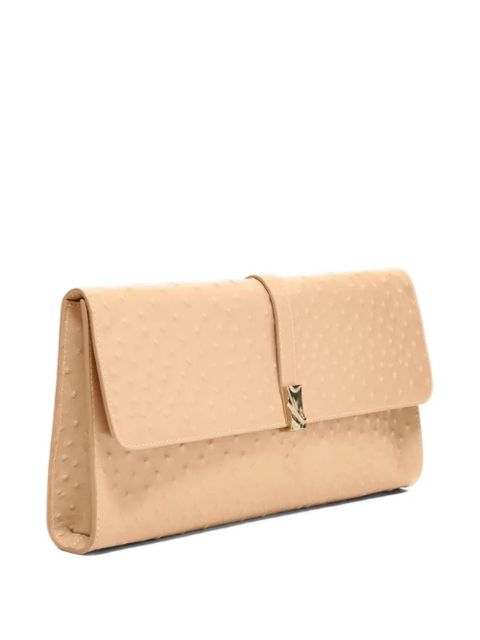 LouLou de Saison MOHINI ostrich-effect leather clutch bag - Neutrals