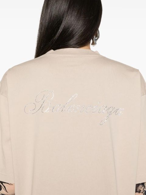 Balenciaga rhinestoned cotton T-shirt - Neutrals