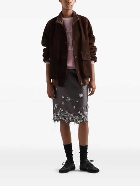 Prada embroidered midi skirt - Grey