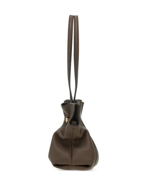 Ferragamo Soft ruched leather tote bag - Brown