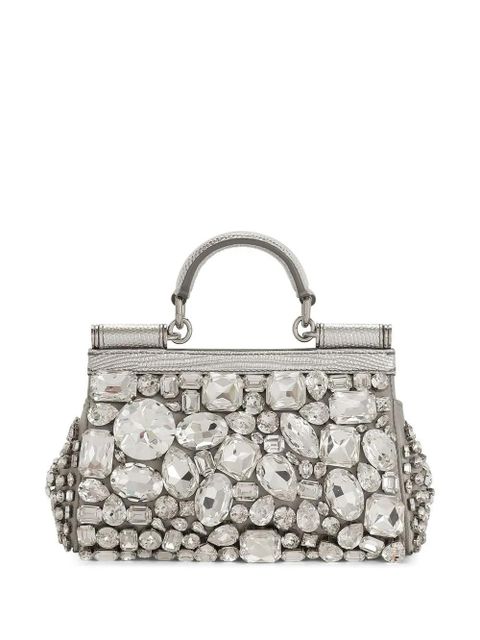 Dolce & Gabbana KIM DOLCE&GABBANA small Sicily satin top-handle bag - Silver