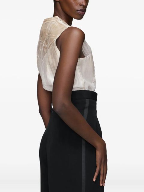 Maison Margiela perforated sleeveless shirt - Neutrals