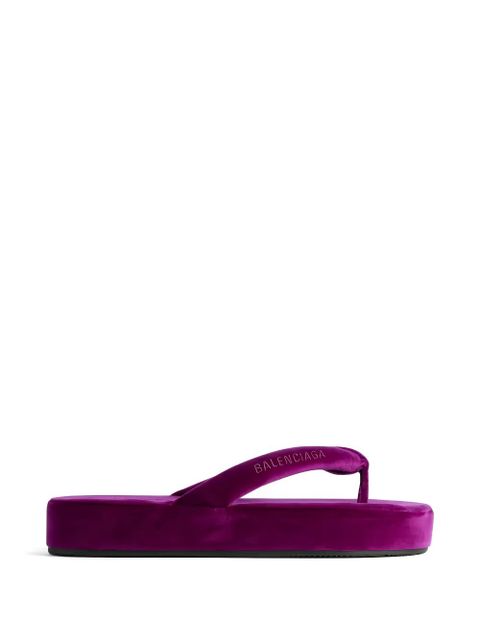 Balenciaga Jet Lag Thong velvet platform flip-flops - Purple - zdjęcie produktu nr 1