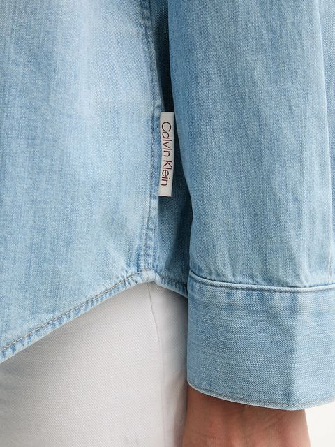 Calvin Klein Jeans koszula jeansowa damska kolor niebieski regular z kołnierzykiem klasycznym LV047D752G