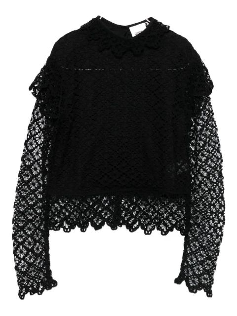 ISABEL MARANT Ludivine lace-trimmed ruffled top - Black