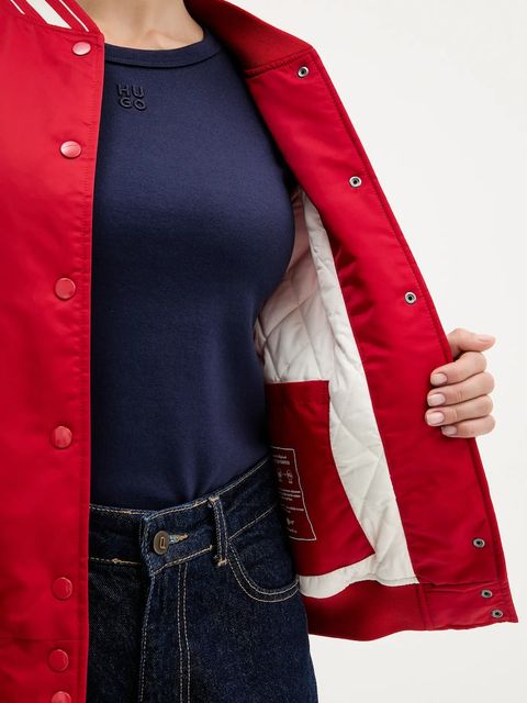 Guess Jeans kurtka bomber kolor czerwony przejściowa W5YL15 WHAA2