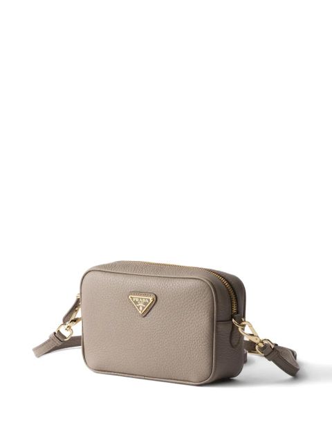 Prada mini zip triangle-logo leather shoulder bag - Grey - zdjęcie produktu nr 2