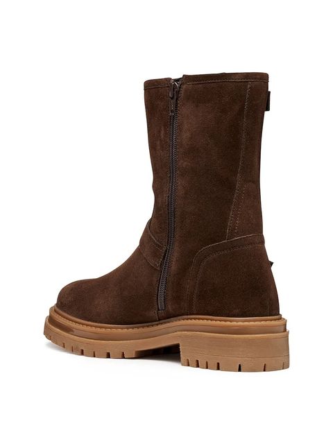 Geox botki skórzane D IRIDEA damskie kolor brązowy na płaskim obcasie D56HRD 00022 C6006