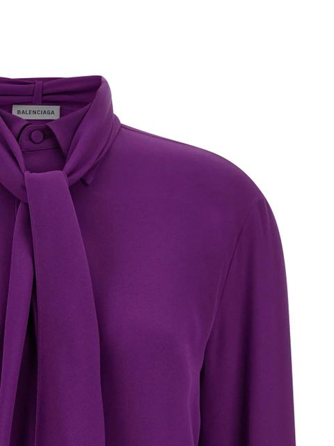 Balenciaga scarf-collar silk shirt - Purple