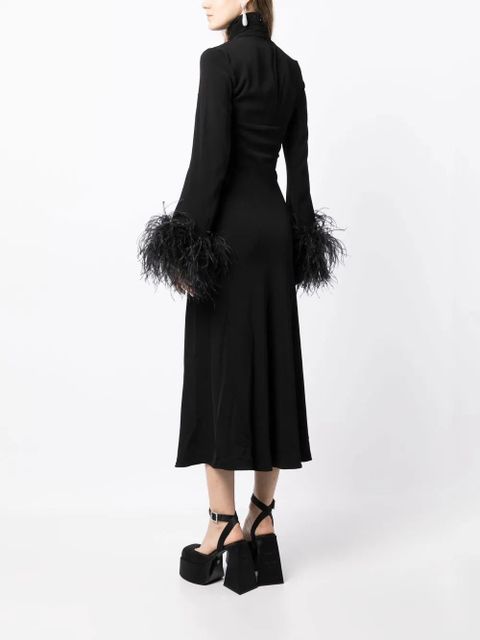 16Arlington Odessa feather-trim midi dress - Black