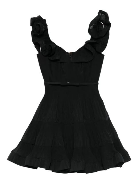 ZIMMERMANN pleated frill mini dress - Black