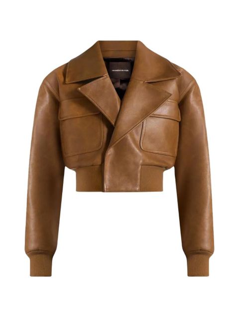 Manière De Voir Cosette lapel bomber jacket - Brown - zdjęcie produktu nr 1