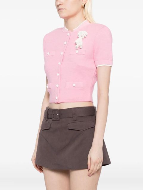 Self-Portrait crochet flower knit top - Pink