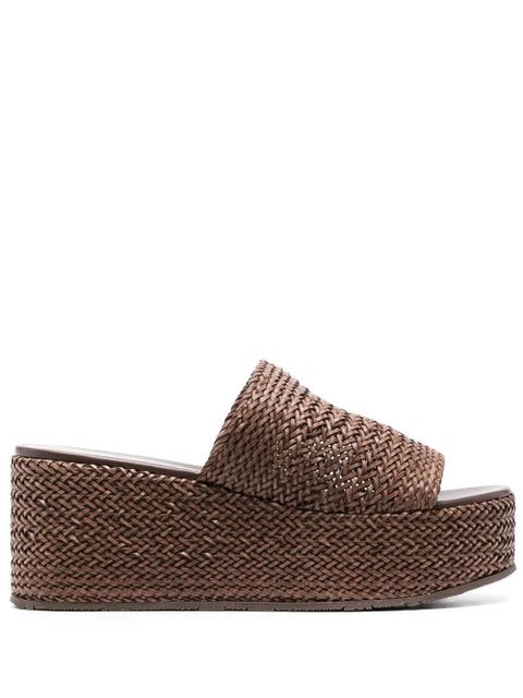 Casadei interwoven platform wedge sandals - Brown - zdjęcie produktu nr 1