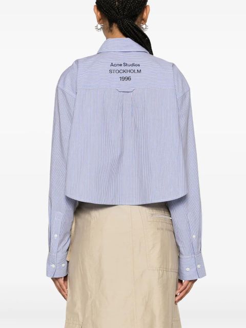 Acne Studios striped cropped cotton shirt - Blue - zdjęcie produktu nr 2