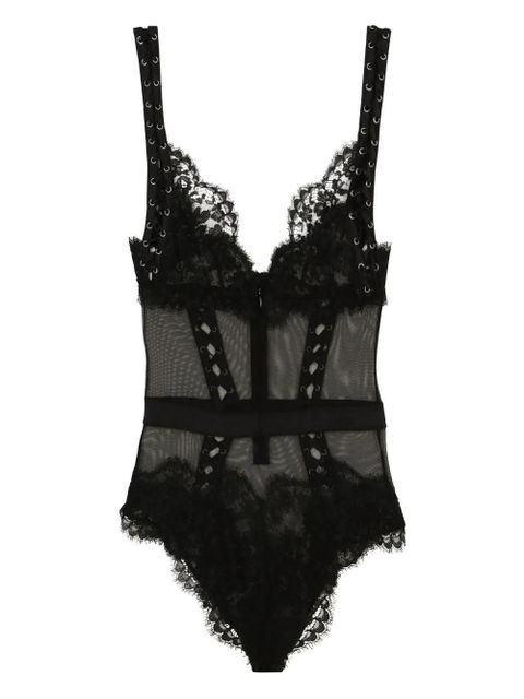 Dolce & Gabbana floral-lace V-neck bodysuit - Black - zdjęcie produktu nr 2