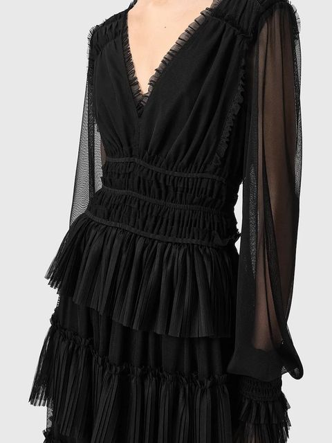 AllSaints sukienka XANTARA kolor czarny maxi rozkloszowana W029DD