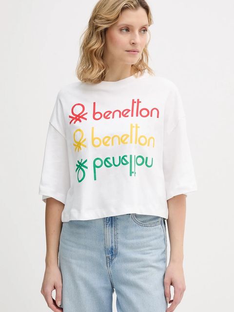 United Colors of Benetton t-shirt bawełniany x Stranger Things damski kolor biały 3BL0D10BC - zdjęcie produktu nr 1