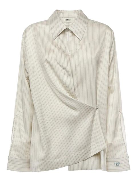 FENDI striped draped shirt - Neutrals - zdjęcie produktu nr 1