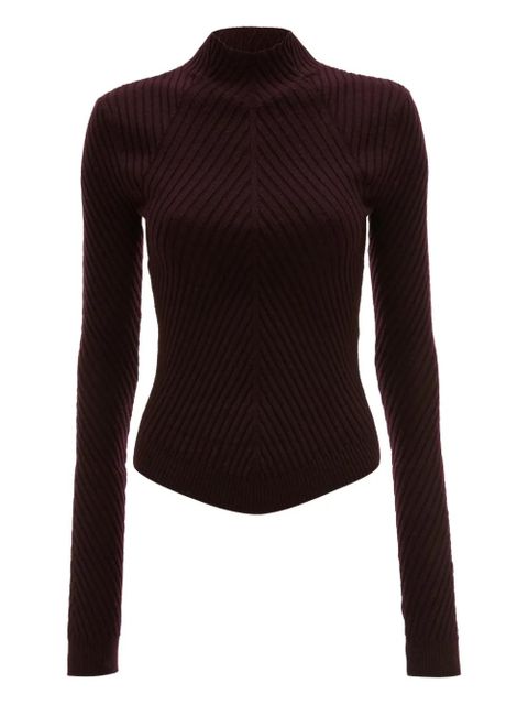 Victoria Beckham ribbed high-neck polo top - Red - zdjęcie produktu nr 1