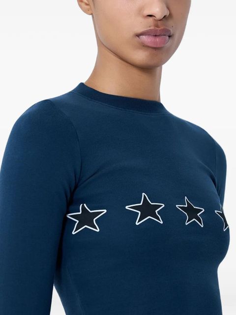 Balenciaga star-embroidered long-sleeve T-shirt - Blue