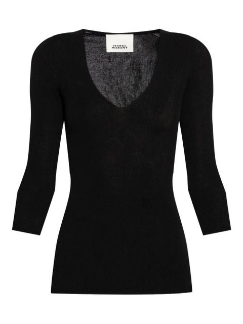 ISABEL MARANT ribbed V-neck top - Black - zdjęcie produktu nr 1