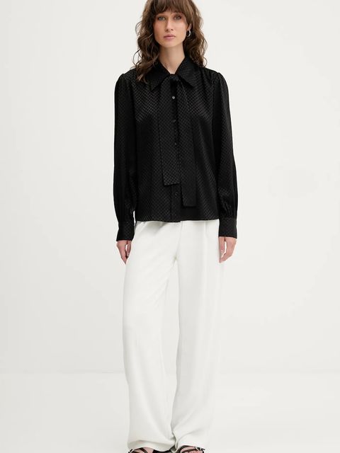 HUGO koszula damska kolor czarny regular z kołnierzykiem klasycznym 50543359