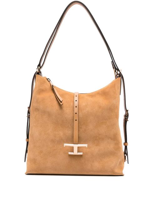 Tod's Timeless suede T-buckle shoulder bag - Brown - zdjęcie produktu nr 1