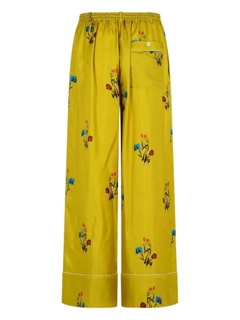 Marni floral-print elastic-waistband straight trousers - Yellow
